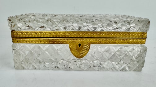 A LARGE ORMOLU MOUNTED BACCARAT BOX