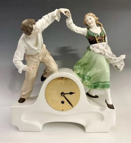 ART NOUVEAU MEISSEN FIGURAL CLOCK