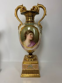 A LARGE ROYAL VIENNA VASE SIGNED WAGNER