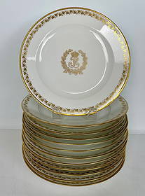 SET OF 12 IMPERIAL SEVRES PORCELAIN PLATES: Measures 10 inches d. No breaks, no restoration. Estimate $2000-2500