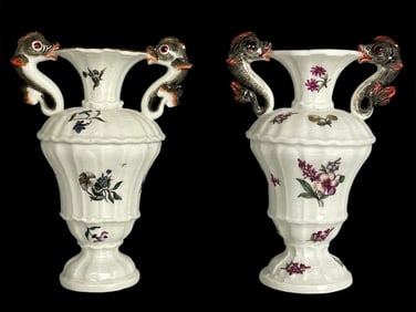 A PAIR OF 18TH C. MEISSEN VASES