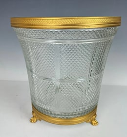 EMPIRE STYLE ORMOLU MOUNTED BACCARAT CRYSTAL ICE BUCKET