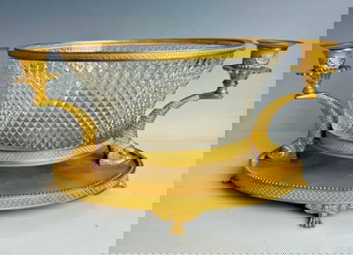 AN EMPIRE STYLE ORMOLU AND BACCARAT CRYSTAL CENTERPIECE