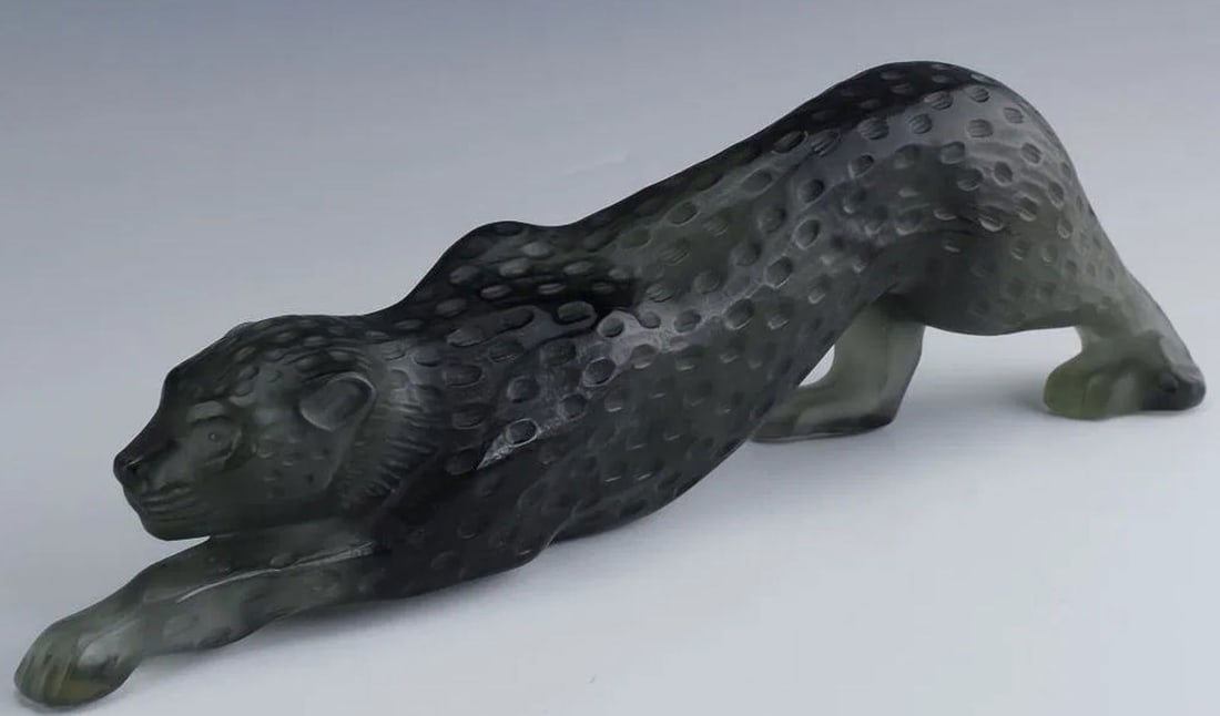 LARGE LALIQUE ZEILA BLACK CRYSTAL PANTHER (1 of 3)