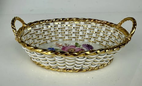 19TH C. MEISSEN WOVEN PORCELAIN BASKET