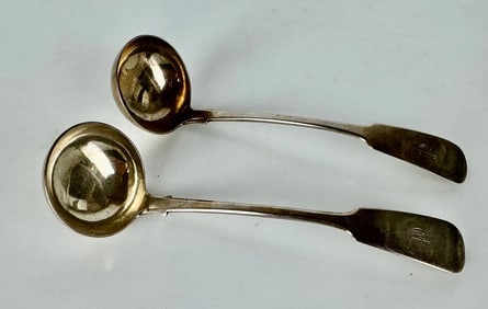 A PAIR OF VICTIRIAN STERLING SILVER LADLES