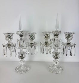 A PAIR OF SIGNED BACCARAT CANDELABRA