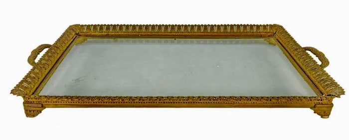 FRENCH ORMOLU AND GLASS TRAY
