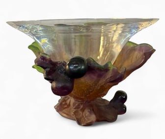 LARGE DAUM PATE DE VERRE COUP WITH FIGS