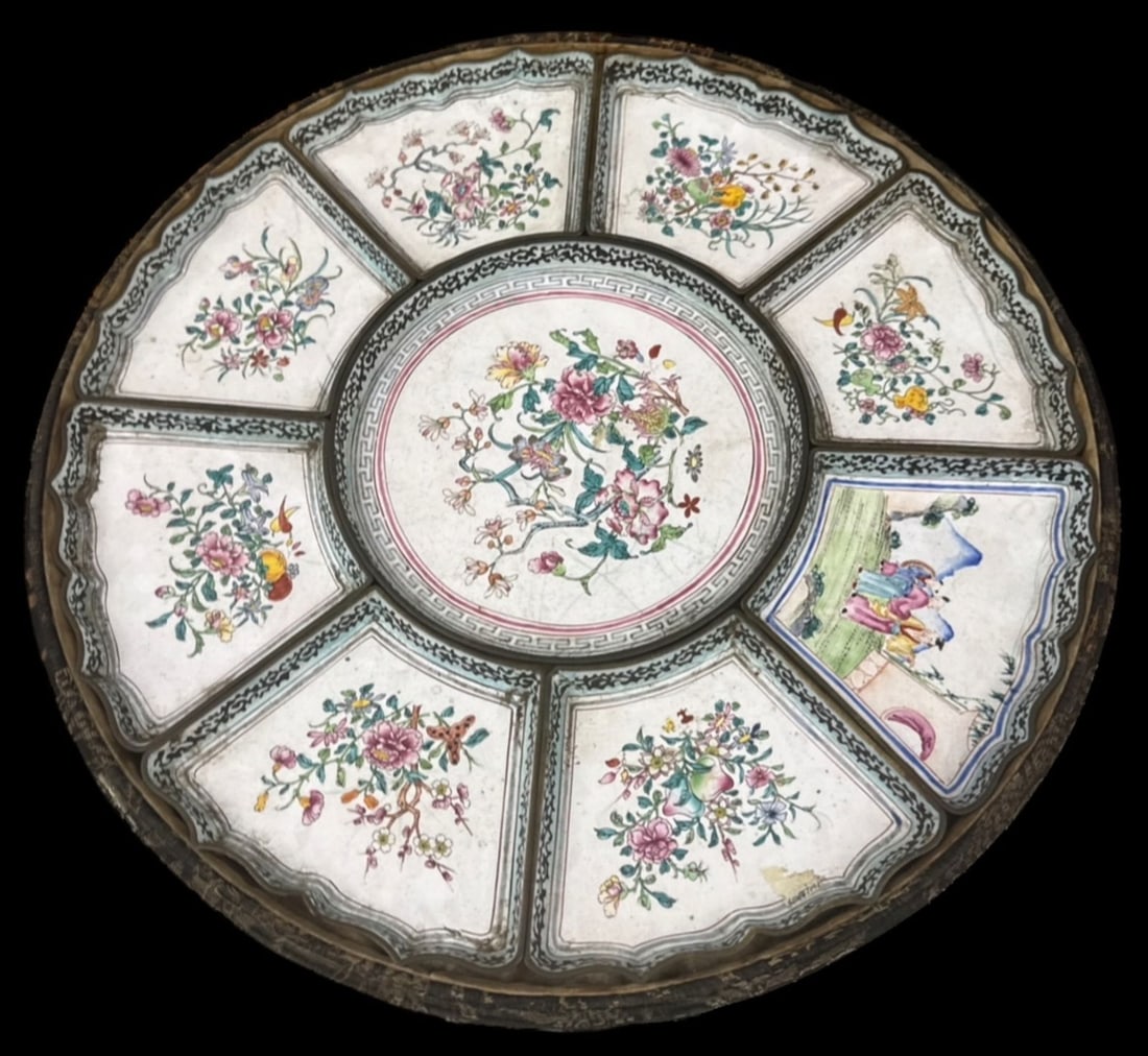 ANTIQUE CHINESE CANTON ENAMEL SWEETMEAT SET AND TRAY (1 of 2)