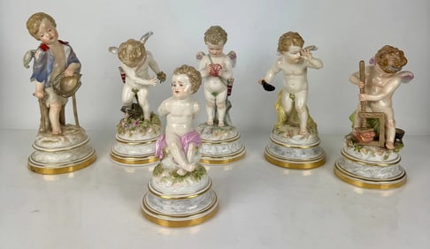 SET OF 6 MEISSEN CHERUBS