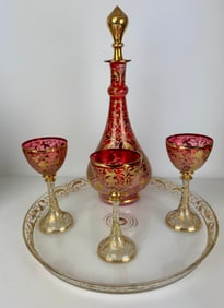 ENAMELLED AND GILT MOSER LIQUOR SET
