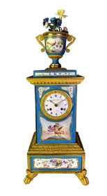 18TH C. ORMOLU MOUNTED SEVRES PORCELAIN CLOCK JULIEN LEROY