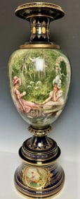 A LARGE ANTIQUE ROYAL VIENNA VASE 35 inches tall