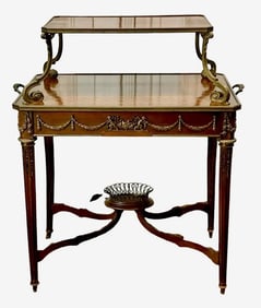 LOUIS XVI STYLE ORMOLU MOUNTED & PARQUETRY TEA TABLE