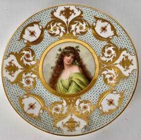 A JEWELLED ROYAL VIENNA PORCELAIN PLATE SIGNED WAGNER