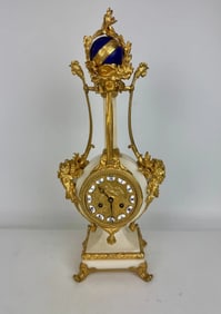 19TH C. ORMOLU MOUNTED MARBLE CLOCK