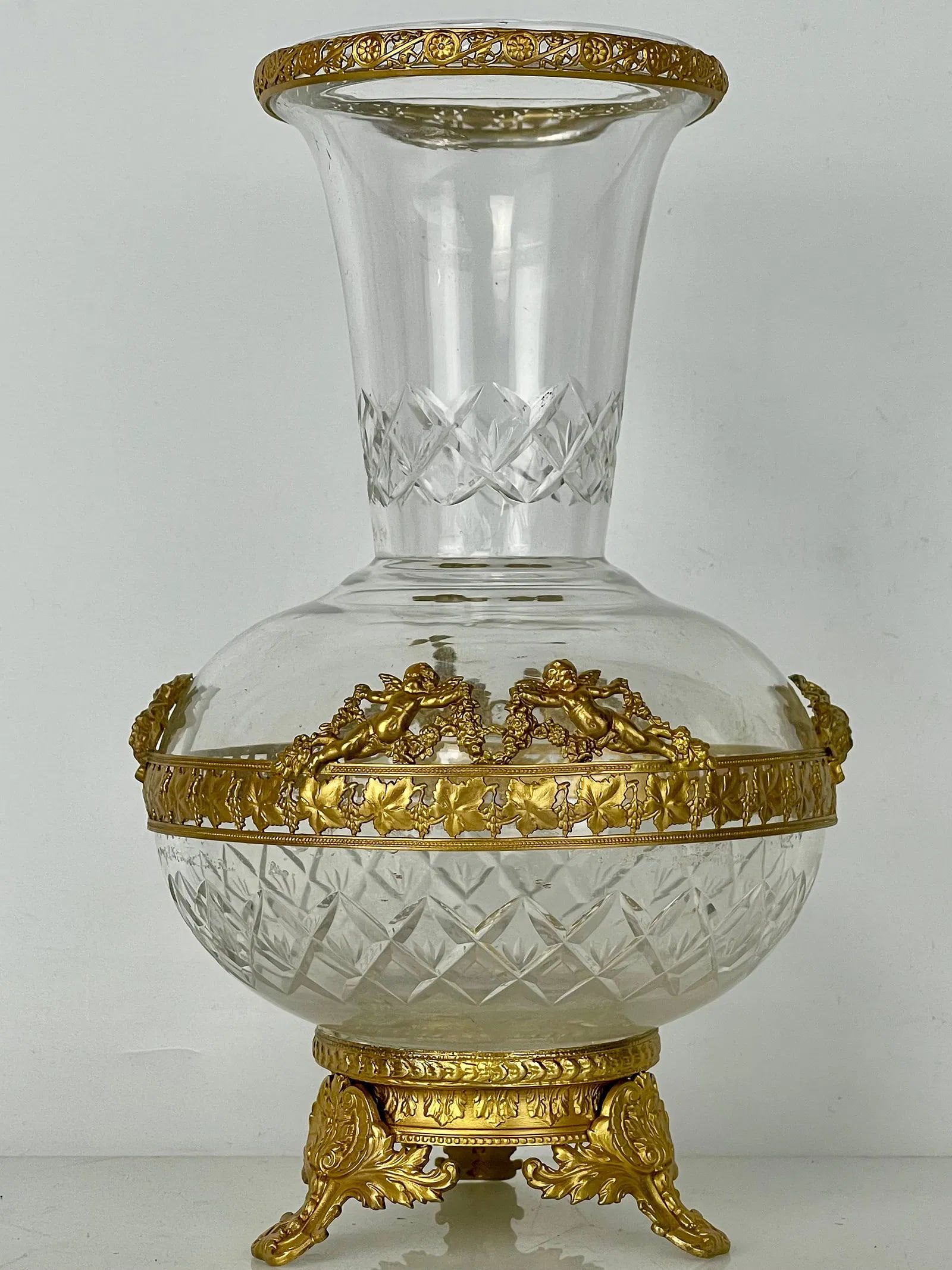 A MAGNIFICENT ORMOLU MOUNTED BACCARAT CRYSTAL VASE (1 of 4)