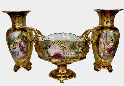 A FINE ROYAL VIENNA PORCELAIN GARNITURE