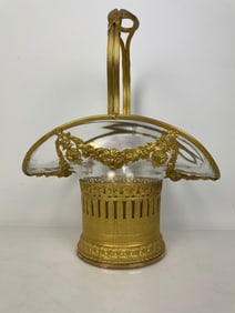 A LARGE ORMOLU MOUNTED BACCART CTYSTAL BASKET