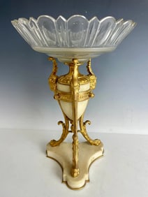 A LARGE DORE BRONZE MARBLE AND BACCARAT CRYSTAL CENTERPIECE