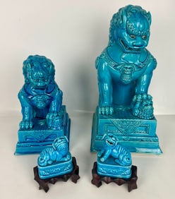 SET OF 4 CHINESE PORCELAIN FOO DOGS