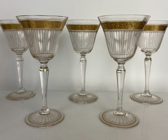 SET OF 5 MOSER WINE GLASSES