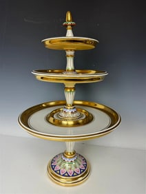 A LARGE BERLIN KPM ENAMELLED PORCELAIN CENTERPIECE