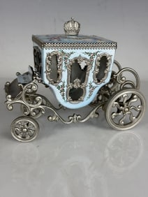 ANTIQUE AUSTRIAN ENAMEL CARRIAGE