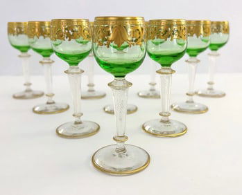 SET OF 10 MOSER CORDIAL GLASSES