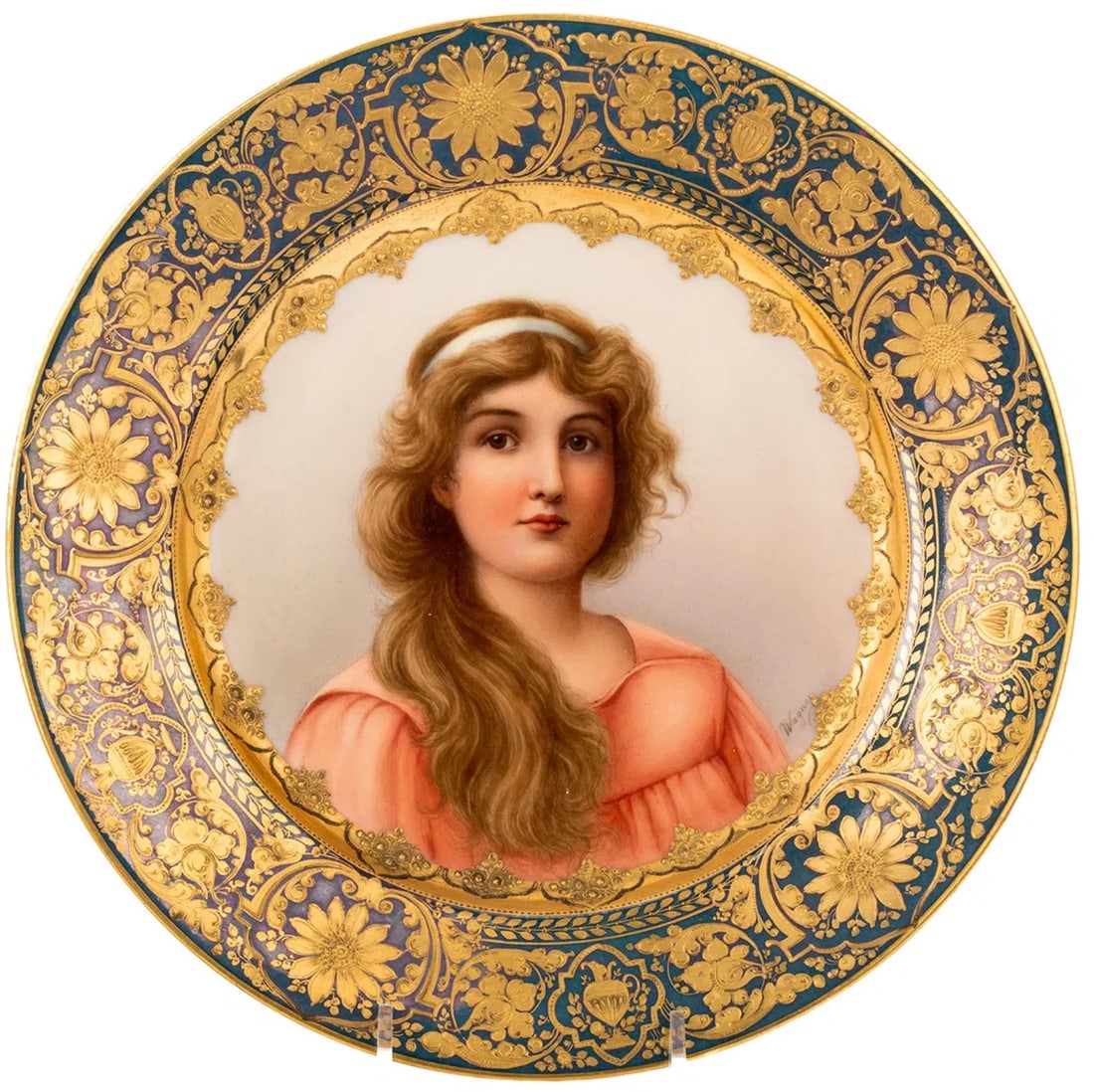 ROYAL VIENNA PORTRAIT PLATE SIGNED WAGNER: Circa 1900. Measures 9.75” D. In perfect condition. Estimate $1200-1500