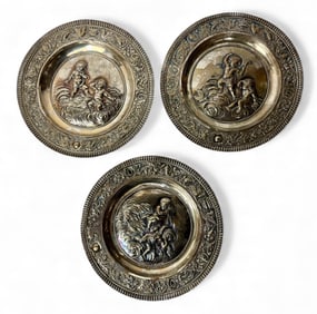 SET OF 3 RUSSIAN SILVER PLATES