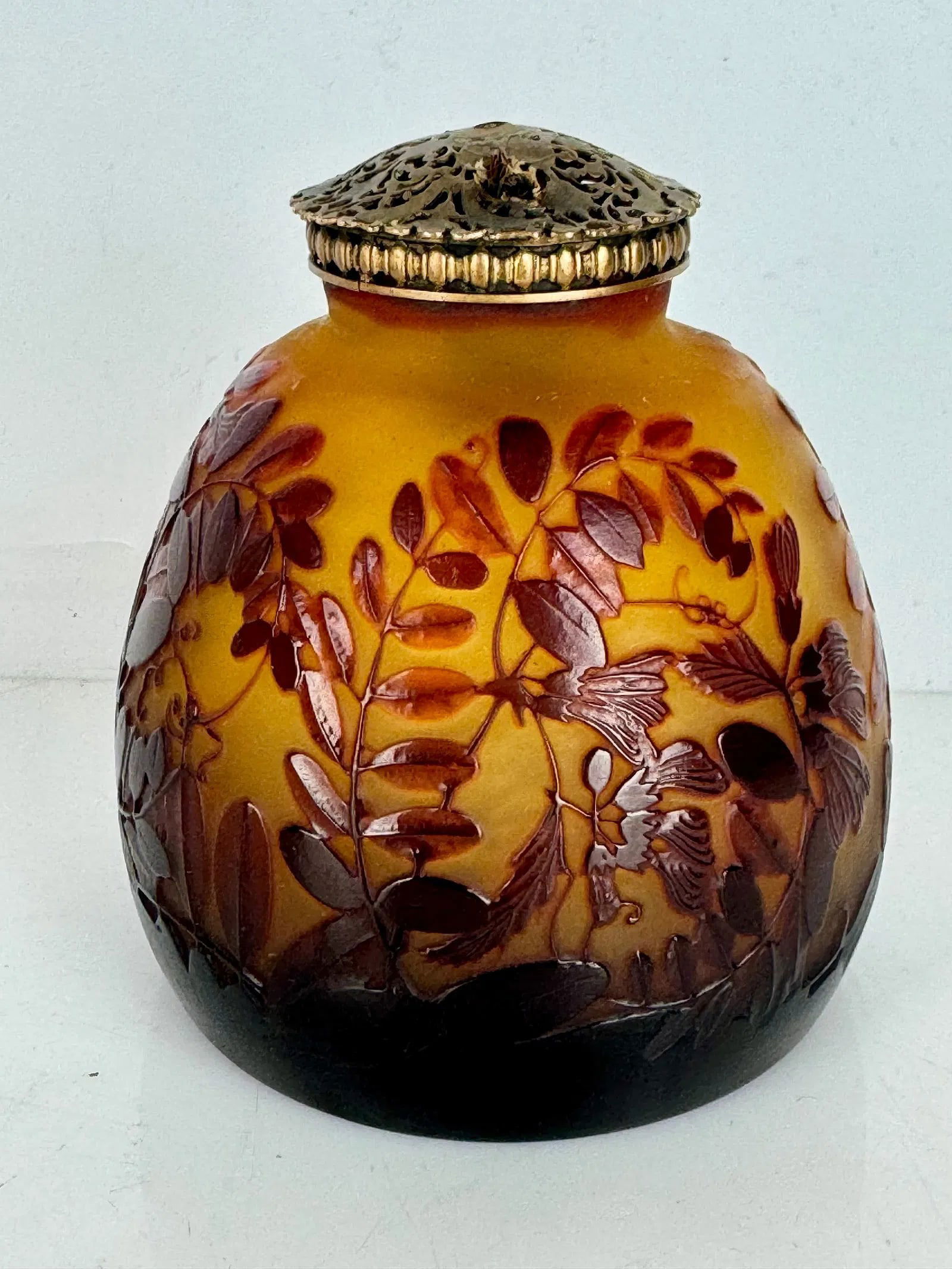 GALLE LAMP: Circa 1900. Measures 6 inches x4 inches in excellent condition. Estimate $1500-2000