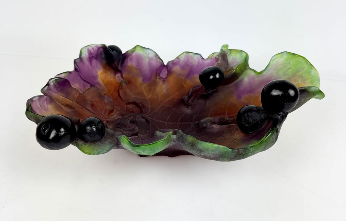LARGE DAUM PATE DE VERRE FIGS BOWL (1 of 4)