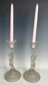 A PAIR OF BACCARAT CANDEL HOLDERS