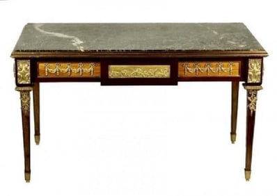 19TH C. ORMOLU MOUNTED MARBLE TOP COFFEE TABLE