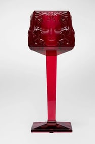 LALIQUE RED MASQUE DE FEMME VOTIVE CANDEL HOLDER