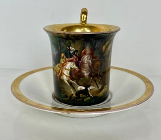 LARGE CONTINENTAL PORCELAIN CUP AND SAUCER