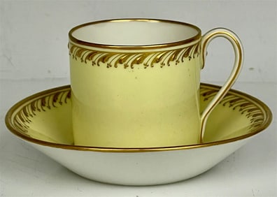 BERLIN KPM YELLOW GROUND DEMITASSE CUP AND SAUCER
