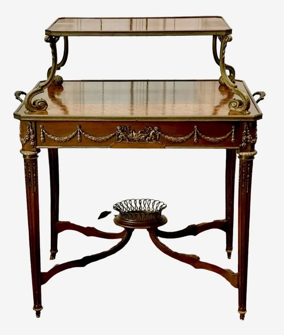 LOUIS XVI STYLE ORMOLU MOUNTED & PARQUETRY TEA TABLE (1 of 2)