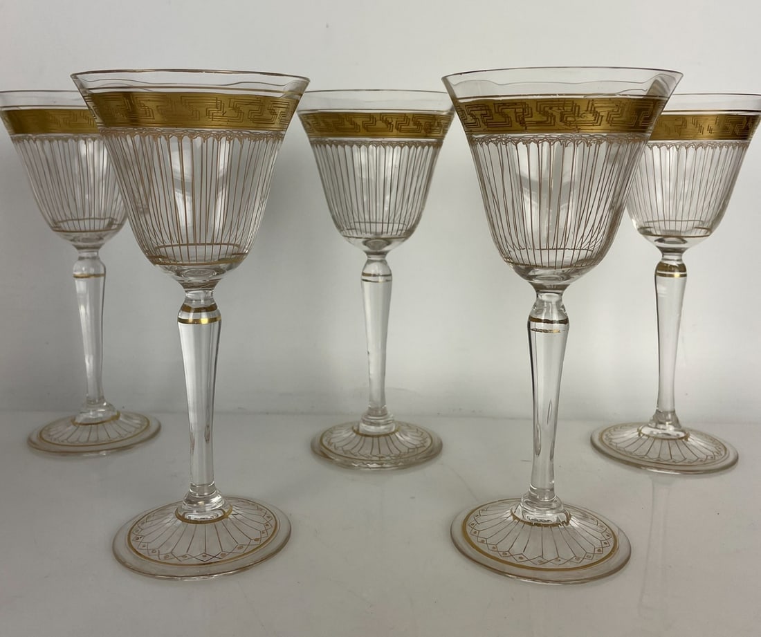 SET OF 5 MOSER WINE GLASSES: Measure 7 inches tall. All in good condition. Estimate $200-300