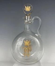 19TH C. GILT ETCHED BACCARAT GLASS DECANTER AND TOP