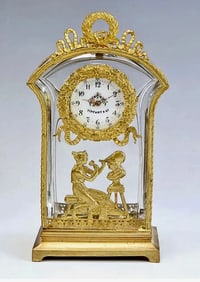 19TH C. TIFFANY ORMOLU MOUNTED BACCARAT CRYSTAL CLOCK
