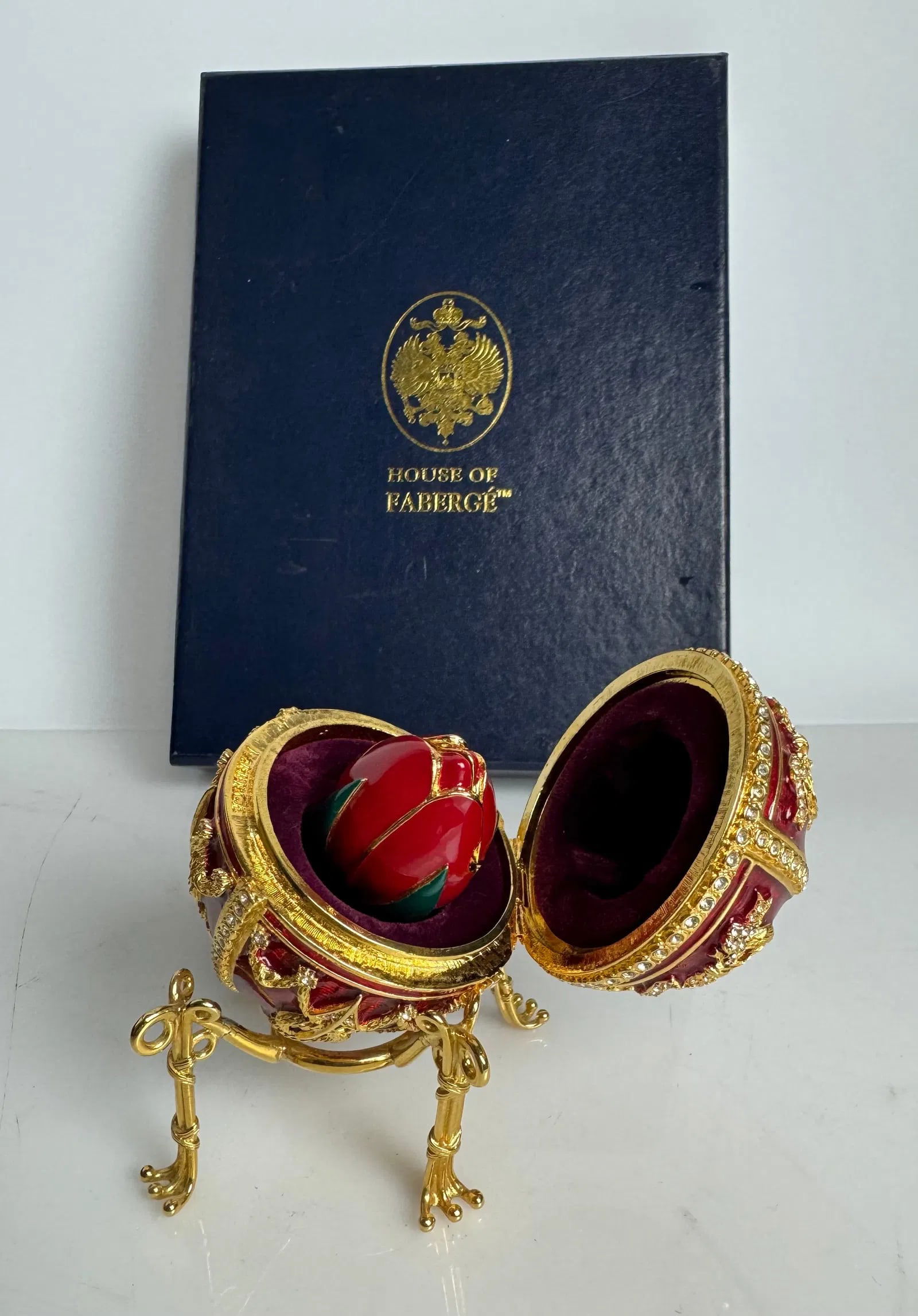 IMPERIAL FABERGE ENAMEL ROSE BUD EGG (1 of 4)