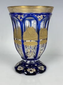 19TH C. ENAMELED AND GILT MOSER BEAKER