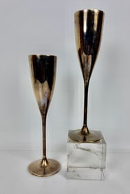 PAIR OF BUCCELLATI STERLING SILVER CHAMPAGNE GLASSES