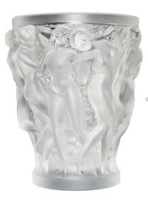 LALIQUE BACCHANTES MOLDED CRYSTAL VASE