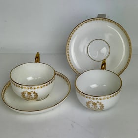 TWO IMPERIAL SEVRES CUP AND SAUCERS