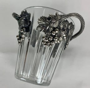 FRANKLIN MINT SILVERED BRONZE AND CRYSTAL ICE BUCKET