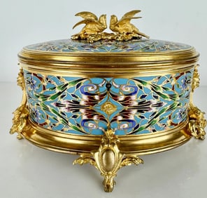 19TH C. FRENCH CHAMPLEVE ENAMEL BOX
